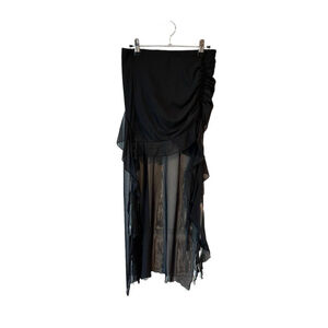 SHEIN ICON Swim Skirt Women's Size Small Black Sheer Mesh Ruffled